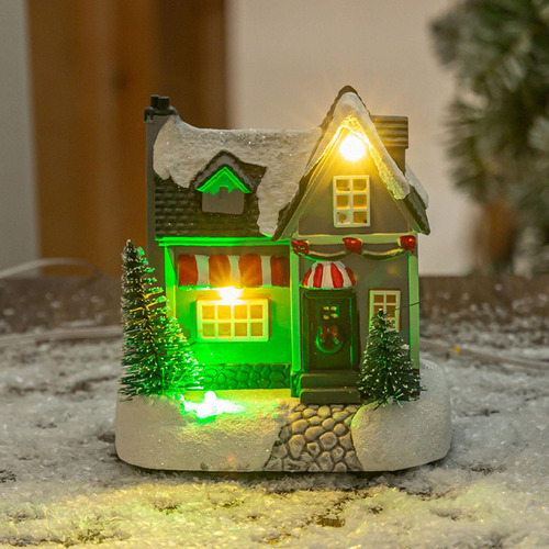 Casa De Pueblo Navideña Iluminada, Pueblo De Nieve Estilo B