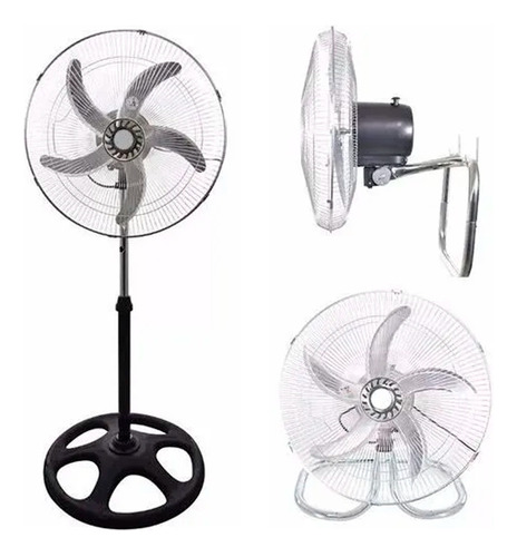 Ventilador De Pie 3 En 1 Turbo Negro Con 5 Aspas Metalicas