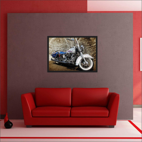 Quadro Vintage Motocicleta Moto Antiga Com Moldura Tt15