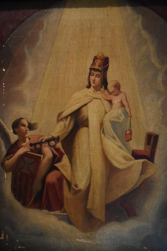 Oleo Virgen De La Merced Mercedarios Firmado 1931 Arte Sacro (Usado)
