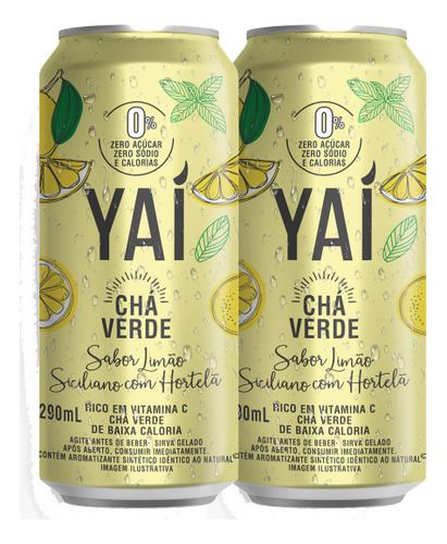 Chá Verde Limão Siciliano Com Hortelã Yaí 260ml Kit C/3