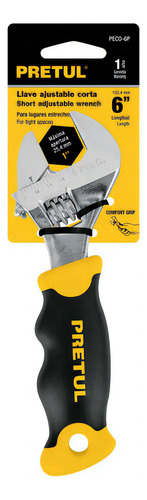 Llave Ajustable Perico Corto Cromado 6' Con Grip Pretul
