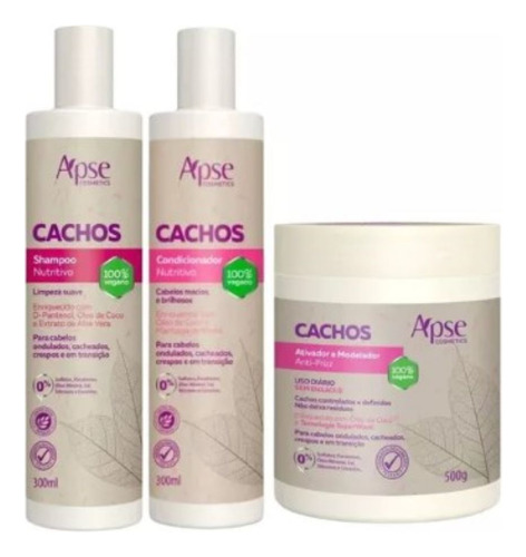 Kit Apse Shampoo + Condicionador + Ativador De Cachos Vegano