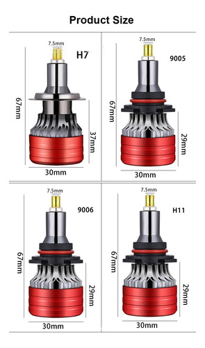 Par Turboled 360 Foco Lupa 20000lm H1 H7 H11 9005 9006 Y Más 9006