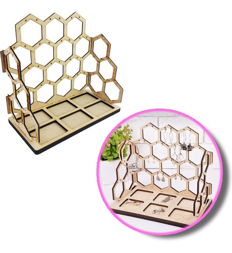 Exhibidor Aretes Tipo Panal De 22 Espacios Mdf 3mm