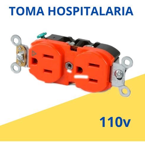 Toma Hospitalaria Doble Polarizada Naranja 110v 