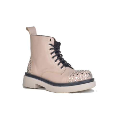 Borcegos Botinetas Cordones De Mujer De Cuero Evie - Ferraro