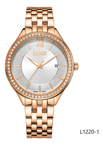 Reloj Mujer Loix® L1220-1 Oro Rosa Con Tablero Plateado