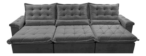 Sofá Retrátil 3,55m Cama Inbox Big Fresh. Com Softgel d40 Cor Cinza