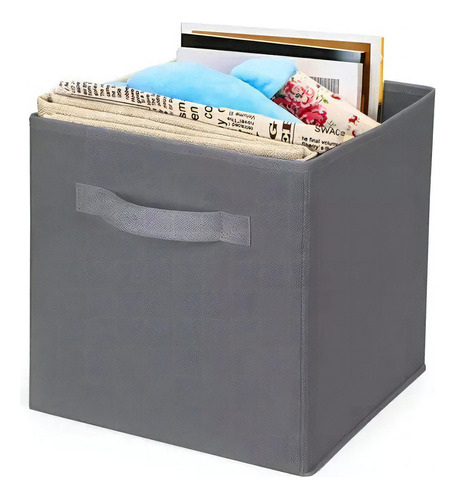 Canasto Cesto Caja Plegable Organizador Tela Deco 31x31x31 Color Gris