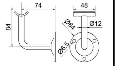 Sujetador De Pasamanos Para Pared De Acero Inoxidable