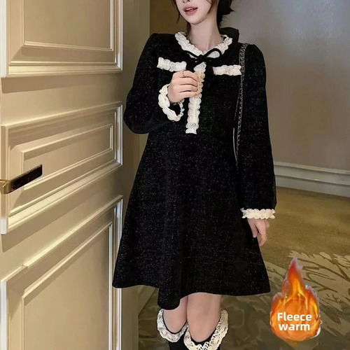 Vestido De Año Nuevo Con Forro Polar Estilo Hepburn De Talla