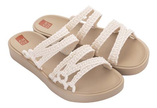 Sandalias Zaxy Natural Slide Dama Beige