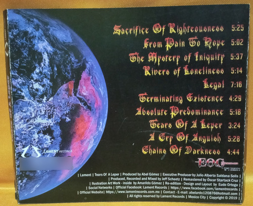 Lament Tears Of A Leper Cd 2019 Mexico Death Metal Popland (Usado)