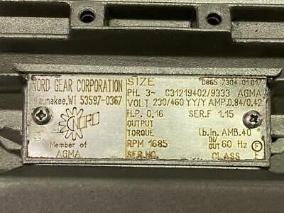 Nord Geared Ac Motor 0.16hp 230/240v. 60hz. Output Rpm Tts