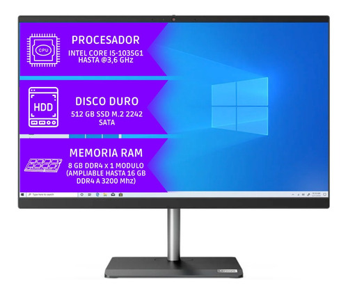 Computador Lenovo Aio V30a-22iil I5 8gb Ram 1tb 21.5 W10