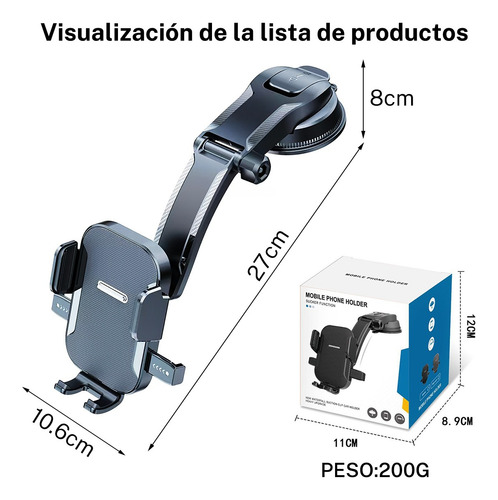 Soporte Para Celular Auto Ajustable 360o Con Estable Ventosa
