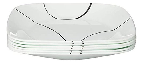 Corelle Square Simple Lines Lunch Plate Set 6 Pack