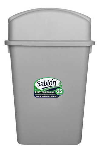 Pack 2 Cestos 65 L Verde Y Gris Con Tapa Balancín Lateral