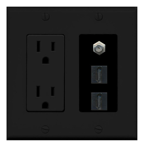 15 Amp Power Outlet 2 Puerto Hdmi 1 Coaxial Placa Pared