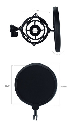 Imagen 5 de 10 de Shockmount Grande Con Antipop Para Microfono Condenser