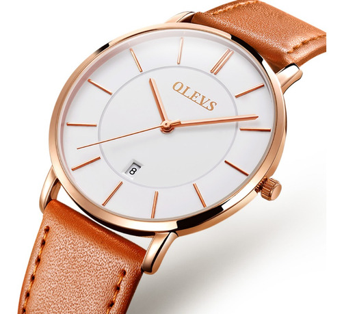 Relojes De Cuarzo Ultradelgados Simples Para Hombre Olevs 58 Color del fondo Orange Rose White