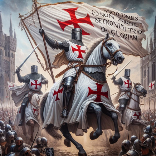 Obra De Arte Digital Caballeros Templarios 50x50 Pieza Única