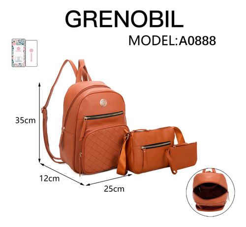 Bolso Sintetico Dama 3 Piezas Grenobil A0888