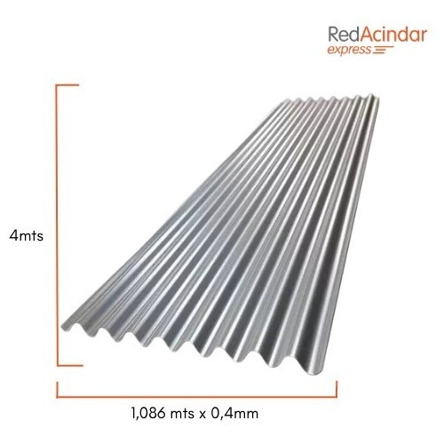 Imagen 2 de 5 de Chapa Acanalada Acindar Cincalum C27 X 4m - Espesor 0,4
