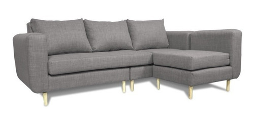 Seccional Bollen 3 Cuerpos Chenille Tipo Lino Gris