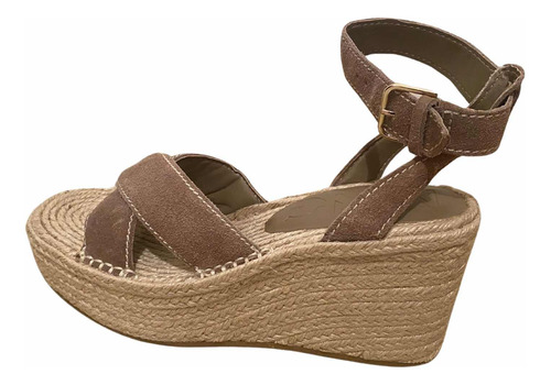 Sandalias De Tacón Color Taupe Mango Dama Talla 26mx  Piel