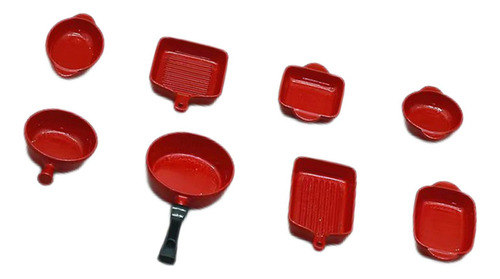 Accesorios De Cocina Para Casa De Muñecas En Rojo