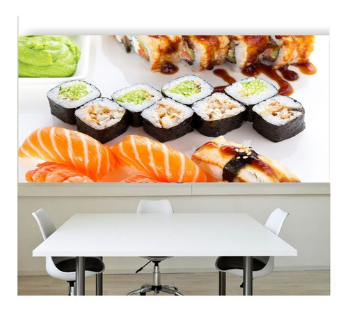 Adesivo Painel Papel Parede Cozinha Sushi Comida Japonesa 55
