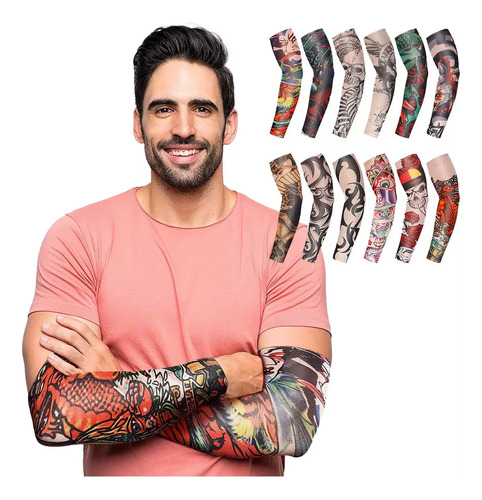 10 Mangas Tatuaje Temporal Unisex Cubre Sol Unitalla Tattoo