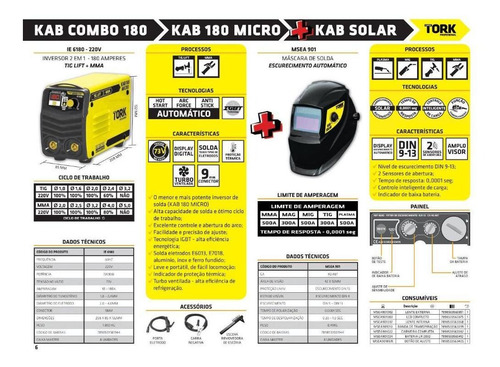 Máquina Solda Inversora 180 220v Kab180 Cim6180 Tork+máscara