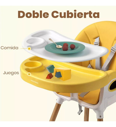 Silla De Comer 2 Alturas Cubiertas Cambiables Y Cinturón Seg