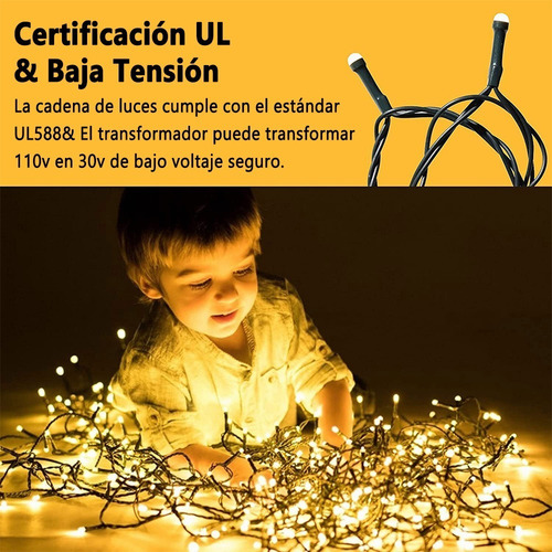 Imagen 5 de 7 de Guirnalda De Luz Esférica Navidad 20m 200 Led 8 Modos,cálido
