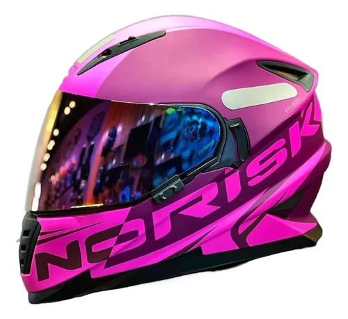 Capacete Norisk Ff302 Manty Rosa C/ Viseira Solar E Camaleão