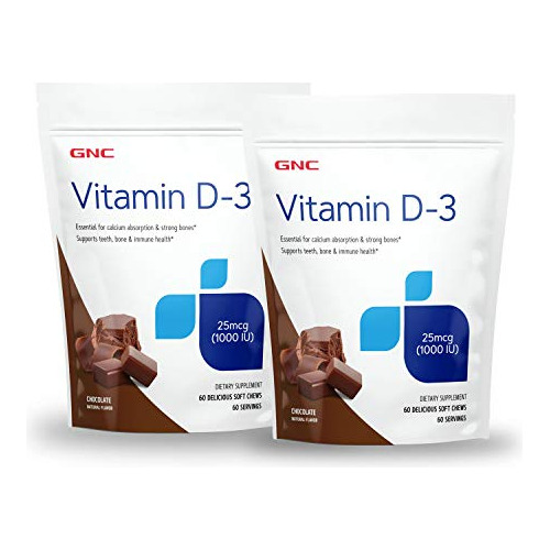 Gnc Vitamina D-3 Soft Chews 1000iu - Chocolate - Twin X1zqk