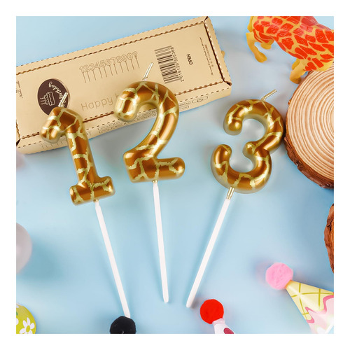 Número 1 Velas De 1er Cumpleaños Jiraffe Gold Birthday Vela