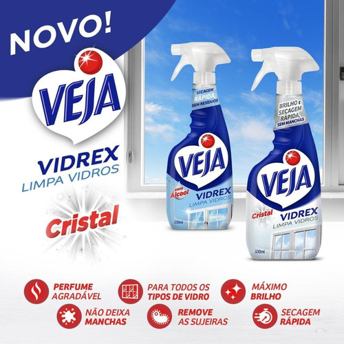 Imagem 3 de 8 de Limpa Vidro Tradicional Veja L500p400ml Com Alcool
