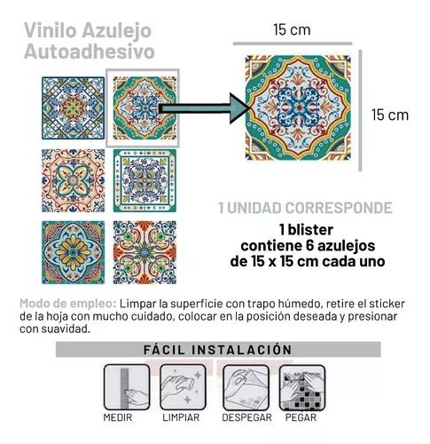 Vinilo Azulejos Autoadhesivos Muresco Naranja 15 X 15Cm - Easy