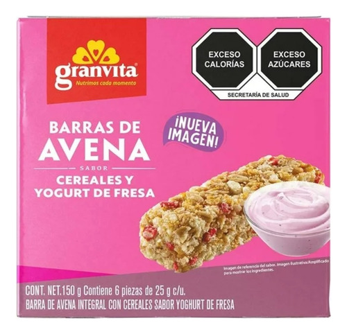 9 Pzas Barra De Avena Granvita Con Cereales, Fresas Y Sabor