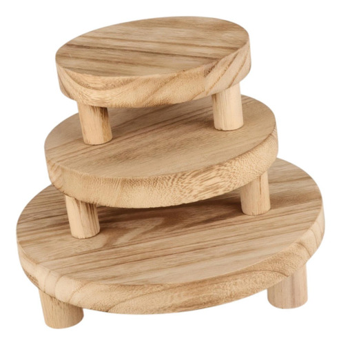 3 Piezas Pedestal De Madera Redonda Pedestal Pastel De