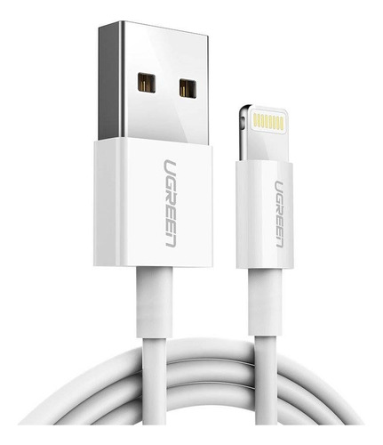 Cable Cargador Ugreen Lightning Para iPhone Mfi Usb A 1m Color Blanco