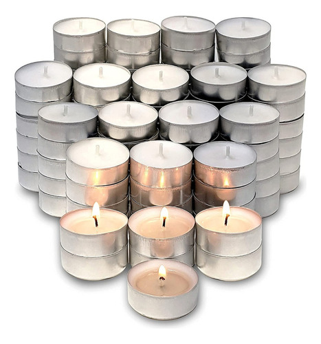 Velas De Noche Decorativas Sin Aroma Con Latita Pack X100un Color Blanco