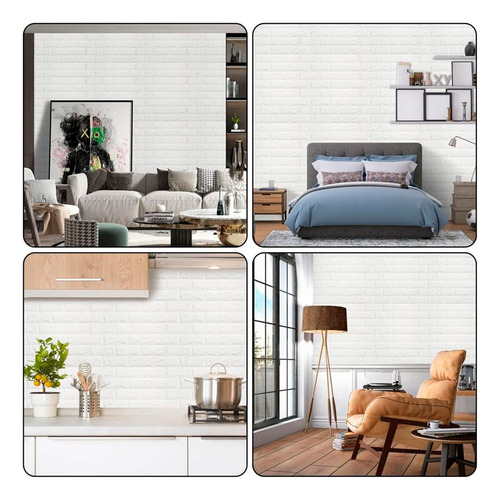 10 Placas Adesivas Parede 3d Revestimento Parede Tijolinho Cor Preto