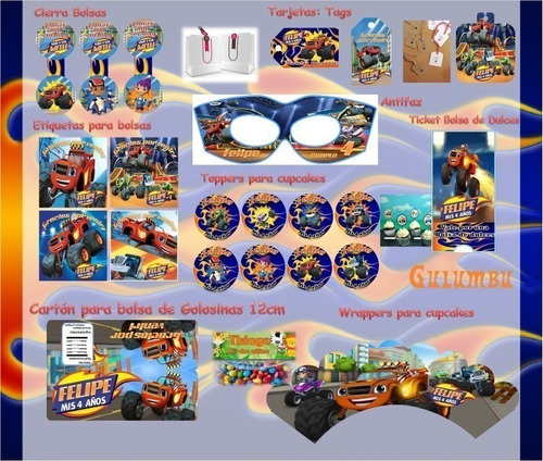 Kit Imprimible Blaze And The Monster Machine Candy Editable