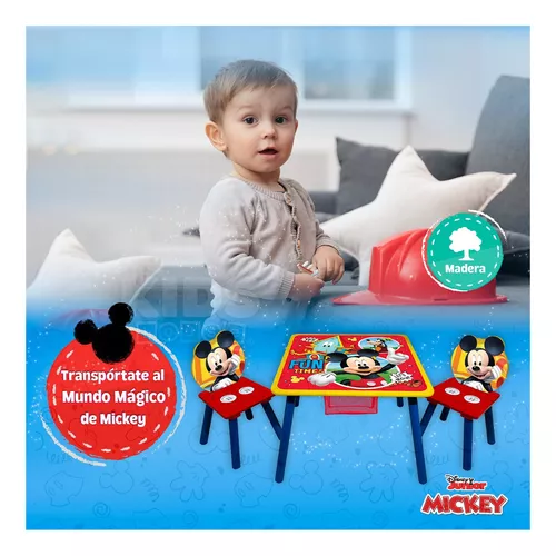 Mesa De Madera Kids House Disney Mickey Mouse Para Niños y Niñas, Con  Espacio para Almacenamiento y Dos Sillas, Mesita para Niños Perfecta para  La Diversión, Estimula La Creatividad