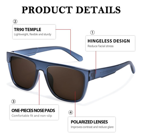 Higlass Gafas De Sol Polarizadas Para Hombres Gafas Cuadrada